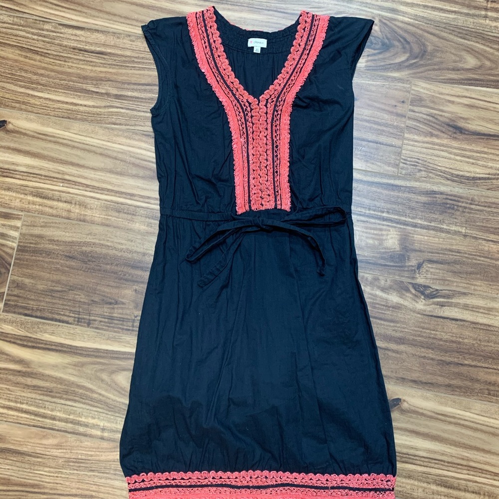 - - Cremieux light cotton dress black and rust colored, Size XS